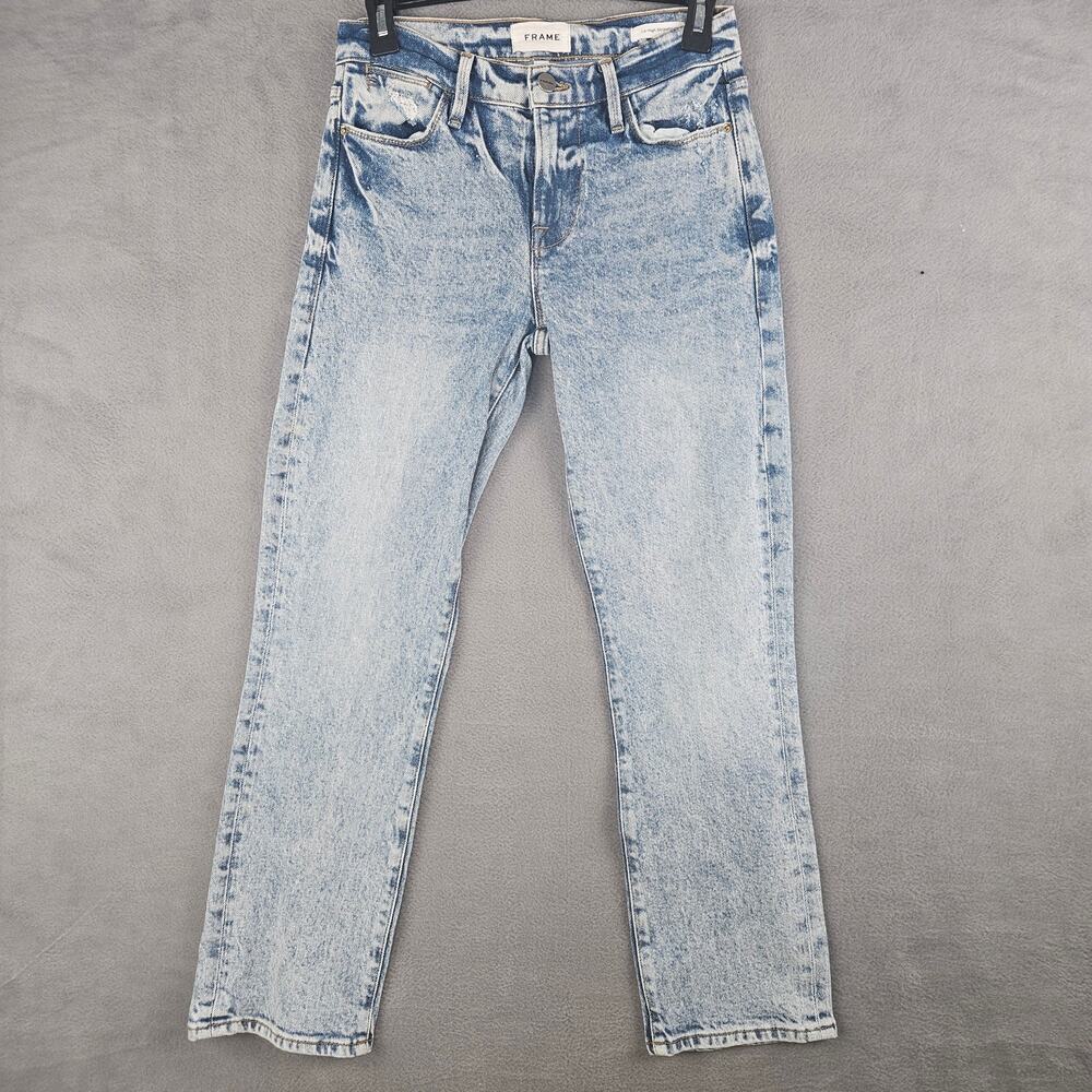Frame Le High Straight Acid Wash High Rise Jeans Size 24